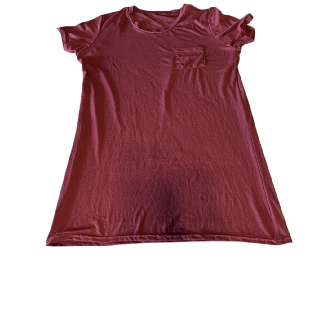 Real Essentials Womens Short Sleeve Pocket T-Shirt Burgundy Wine Size L REQW2022